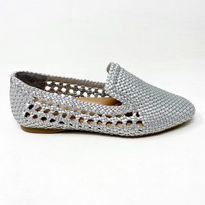 Birdies The Starling Silver Woven Womens Slip On Vegan Leather Loafers